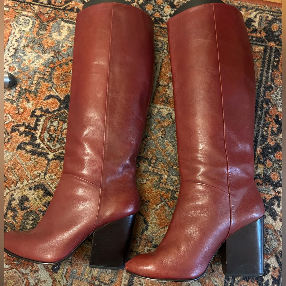 Rachel Comey Red / BurgundyLeather Knee-High Boots